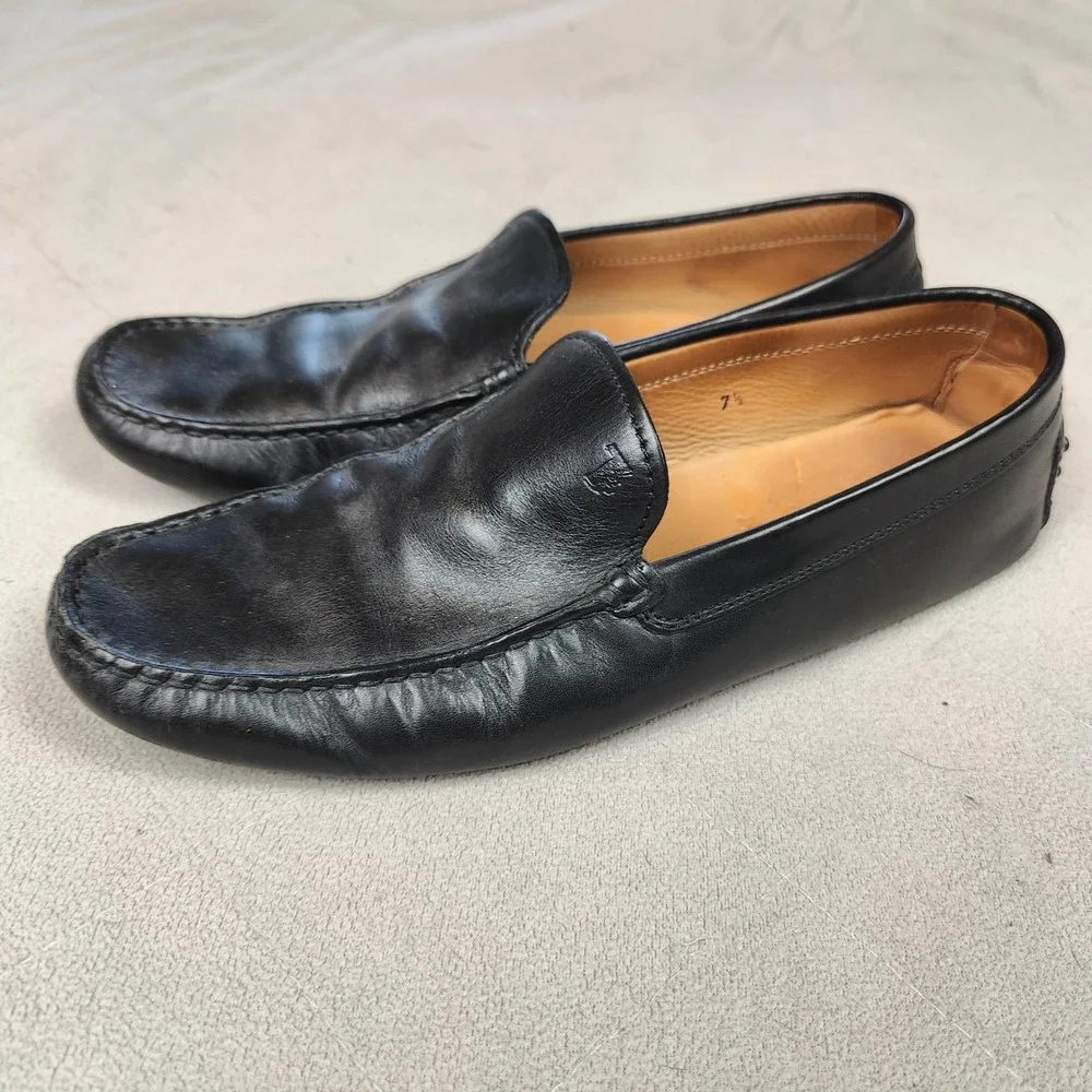 Tod's Gommino Driving Shoes Mens 7.5 Black Leather Slip‎ On Loafers Shoes